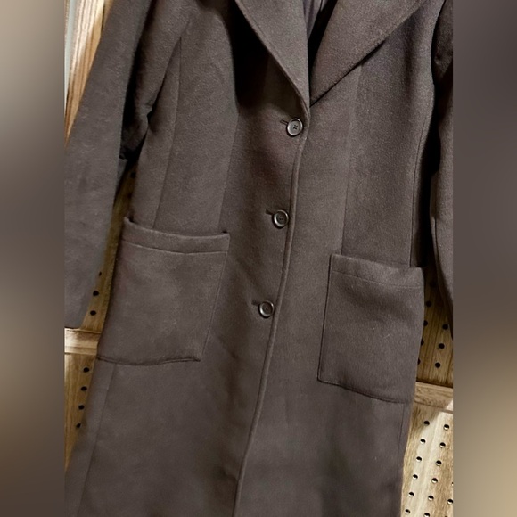 Candace Cameron Bure Chocolate Brown Button Front Winter Coat Womens SP - Picture 3 of 6